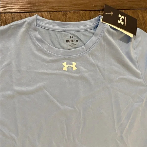 Lot of 2x NWT [Under Armour] Team Tech Short-Sleeve Shirt Carolina/Sky Blue Y M - Picture 7 of 12